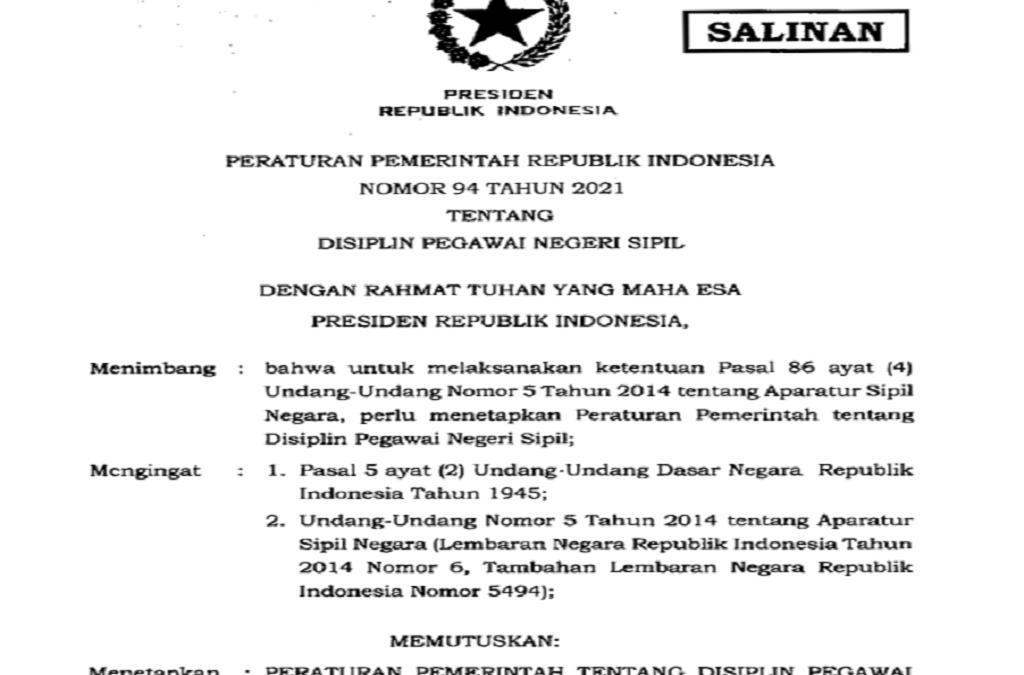 Pedoman Penegakan Disiplin Pegawai Negeri Sipil