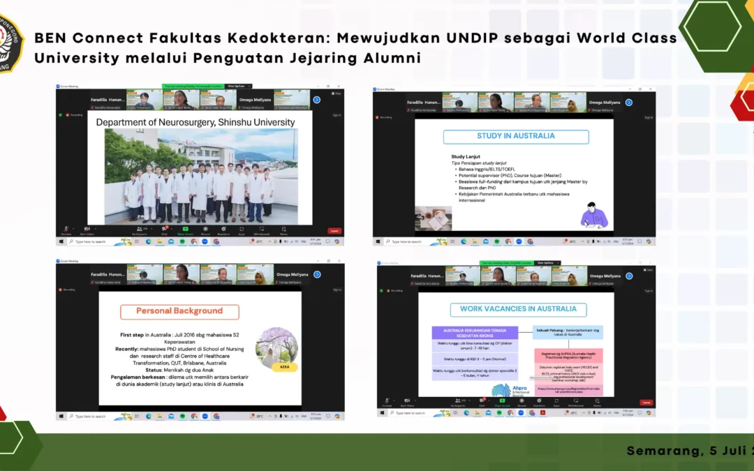 BEN Connect Fakultas Kedokteran: Mewujudkan UNDIP sebagai World Class University melalui Penguatan Jejaring Alumni