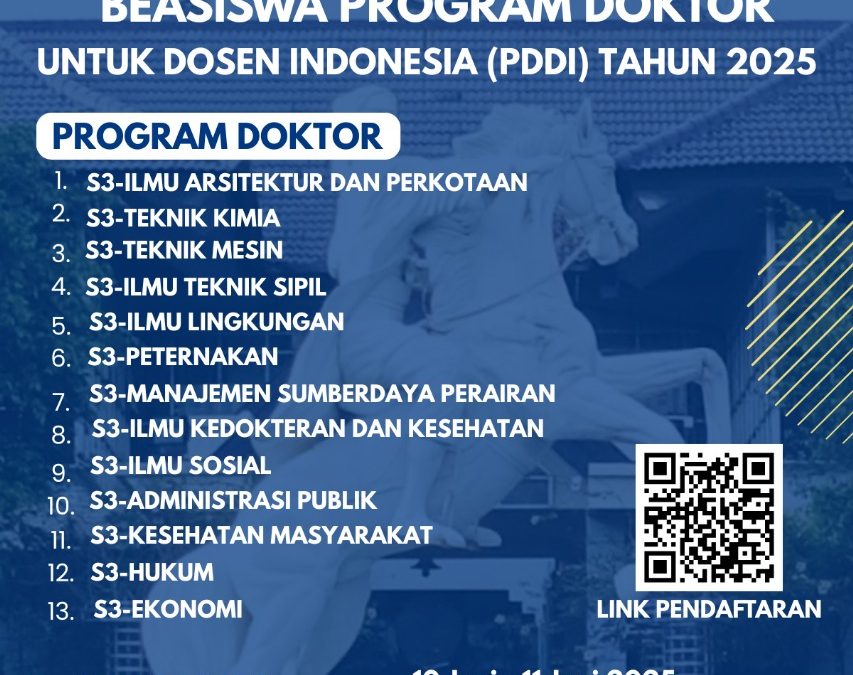 Beasiswa Program Doktor untuk Dosen Indonesia (PDDI) 2025 Kini telah Dibuka!