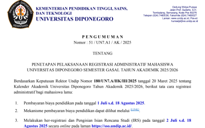 Registrasi Administratif Mahasiswa Universitas Diponegoro Semester Gasal Tahun Akademik 2025/2026